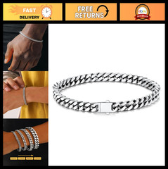 Cuban Link Bracelet for Men & Women – Stainless Steel Wrist Chain, 5/7/9/12mm Wi