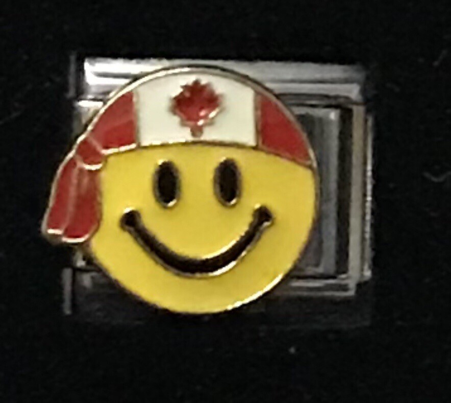 Smiley Face With Canada Headband WHOLESALE ITALIAN CHARM 9MM K2022