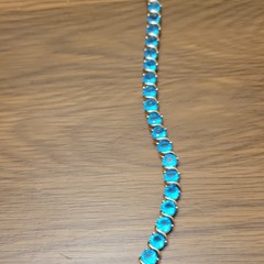 Blue Crystal Tennis Bracelet Round Blue Stones Prong Setting, Crystal Material