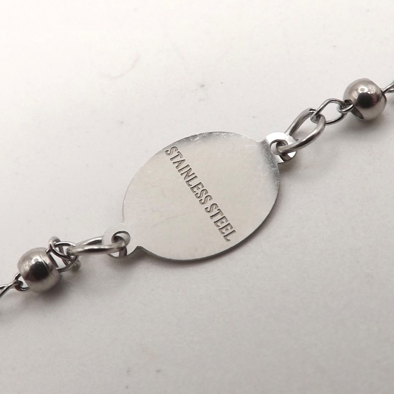 Stainless Steel Rosary Madonna Medal Cross Anklet Bracelet New 9in Adjustable gallery