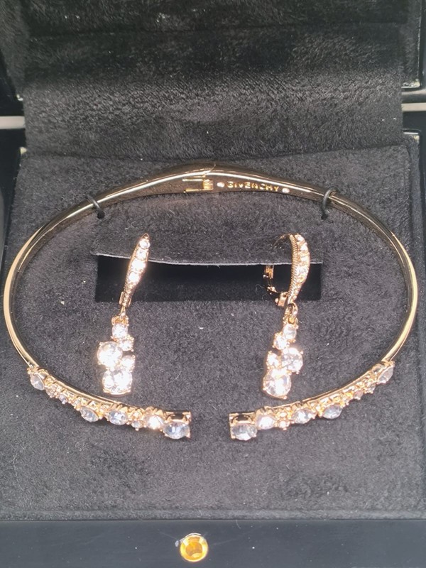 Givenchy Silver-Tone Cluster Cuff Bangle Bracelet & Earrings Set gallery
