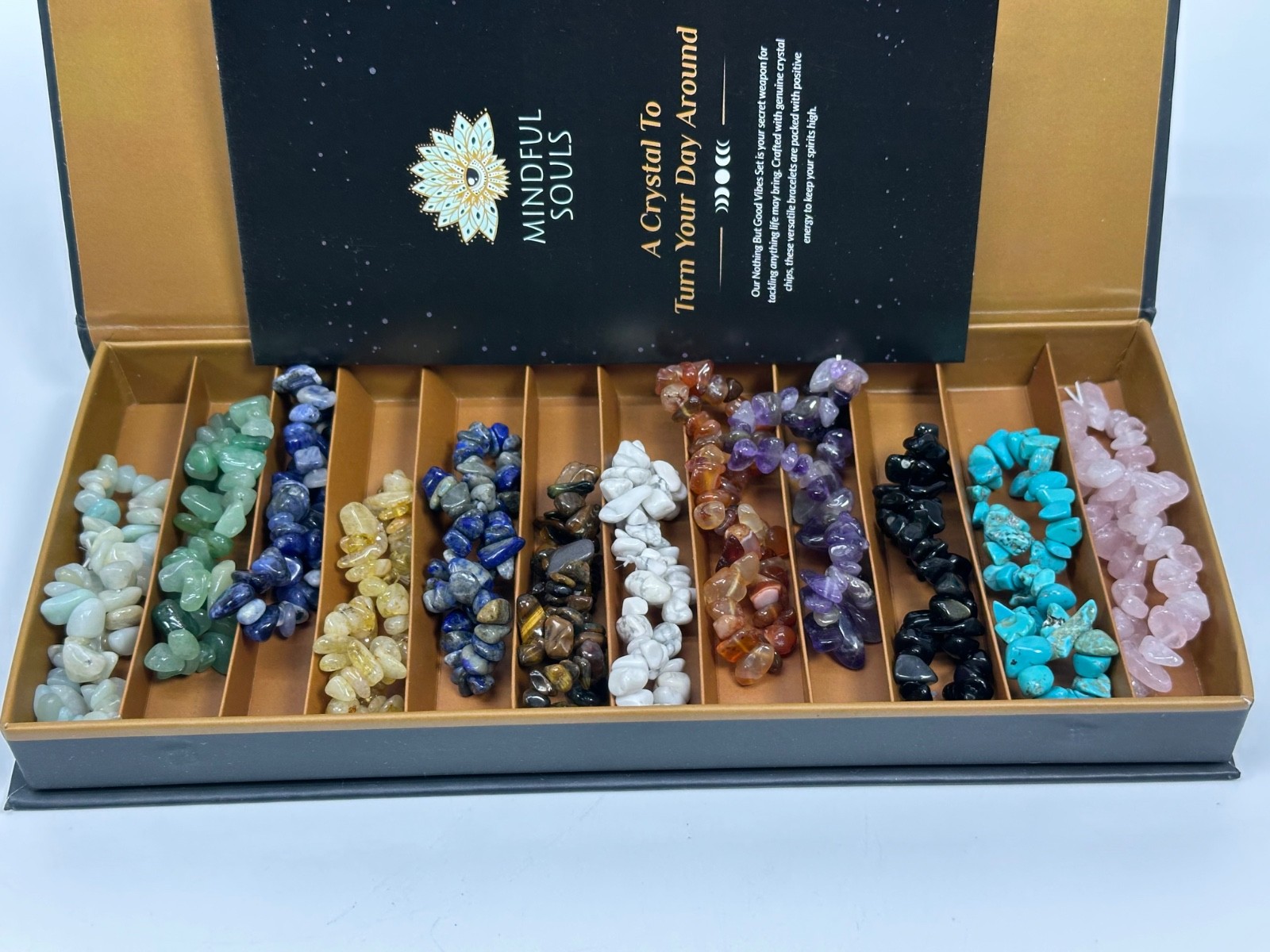 Mindful Souls The Nothing But Good Vibes Natural Crystal Bracelet Set 7" gallery