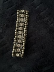 Silver Tone Crystal Rhinestone Art Deco Style Stretch Bracelet Couture Runway