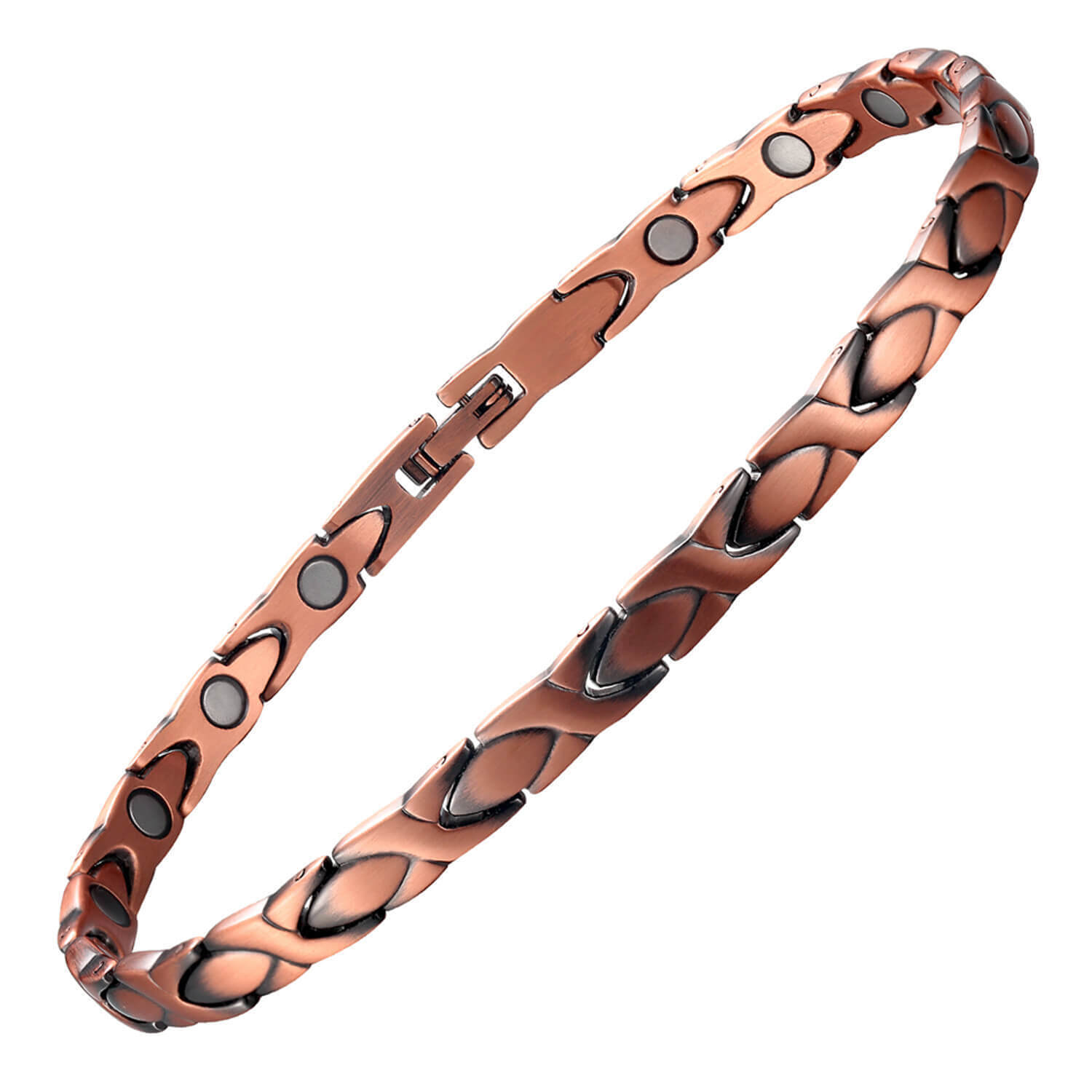 Thin solid copper magnetic bracelet women energy stress arthritis pain relief gallery