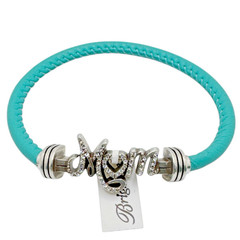 Brighton Color Clique Bracelet MOM Ornament With Turquoise Leather Cord NWT