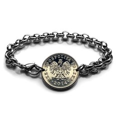 Poland Polska 50 Grosz coin bracelet Polish eagle Warsaw Krakow Poles b000126