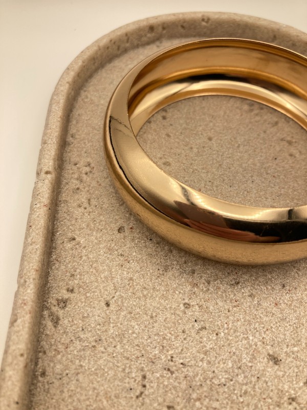 Gold Tone Domed Bangle Bracelet Wide Polished Couture Glossy Statement Chunky gallery