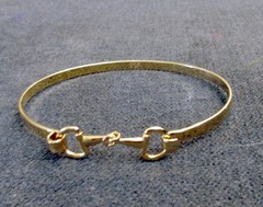 Italian 18K Gold Plated Horsebit Bracelet 2 7/8″ across emx
