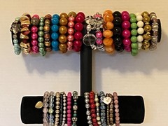 Lot of 35 Beaded Bracelets Elastic Stackable