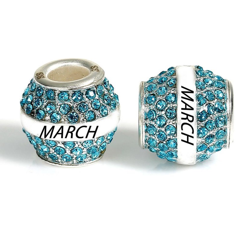 "March" Birthday Birthstone With Month Engraved on Charms for Snake Chain Charm gallery