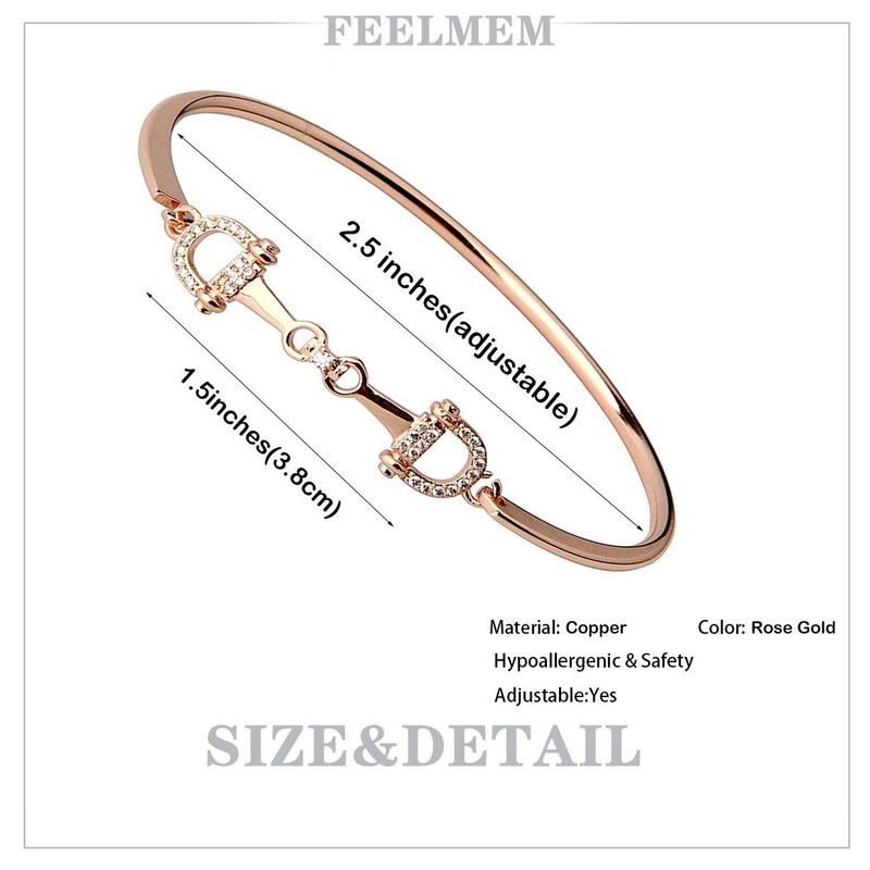 Horse Snaffle Bit Crystal Easy Hook Clasp Charm Bracelet Equestrian Jewelry G... gallery