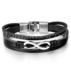 Men’s Womens Love Infinity Symbol Multilayer Leather Strap Bracelet Bangle Cuff
