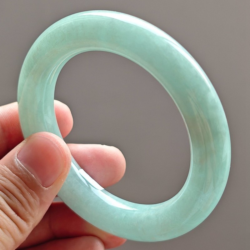 54mm Natural Icy Green Jadeite Jade Bracelets Burma Jade Bracelet Bangle 3613 gallery