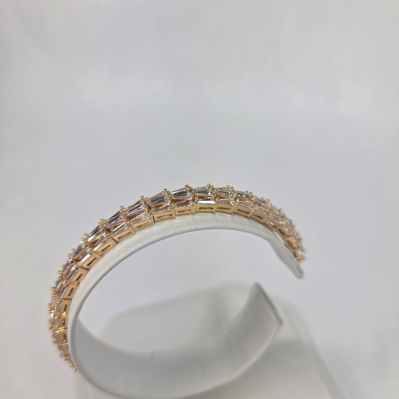 Melania Clara Baguette Crystal Cuff Bangle Bracelet "The Gatsby" Gold Plated NEW gallery