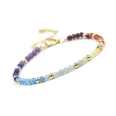 Natural Stone Beaded Bracelet Women Mixed Gemstone Faceted Round Strand Jewelry