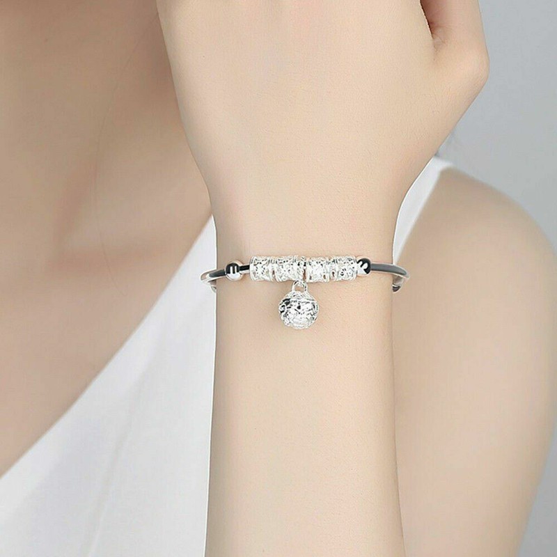 925 Silver women cute Bangle bracelet fashion charm jewelry wedding Gift LB07 gallery