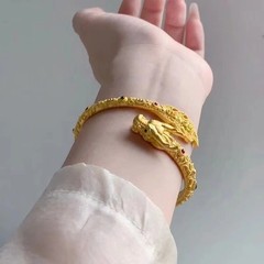 22K 23K 24K Thai Baht Yellow Gold Dragon Bracelet