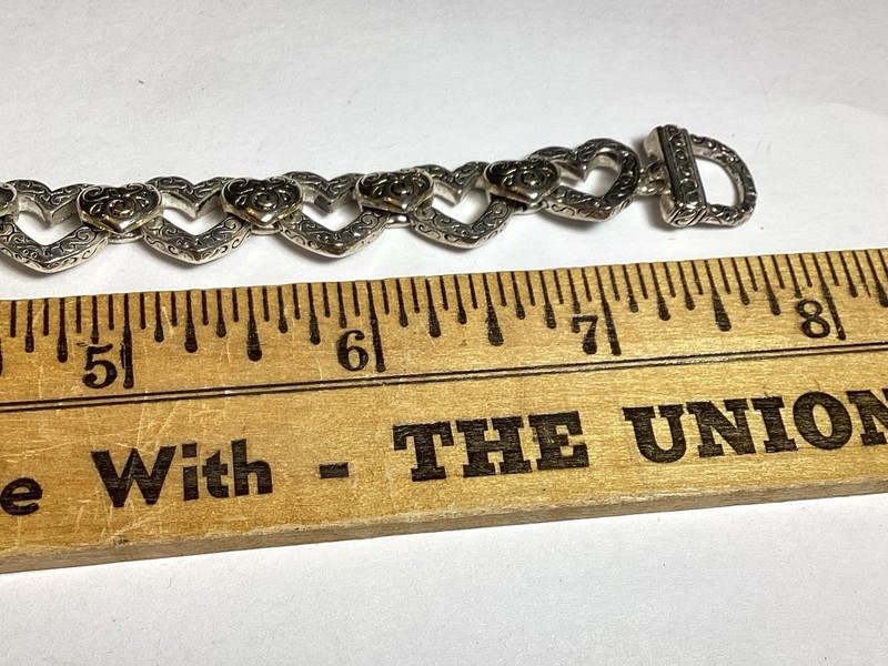 7 3/4” FANCY HEARTS BRACELET WITH DANGLE HEART FOLD OVER MAGNETIC CLASP gallery