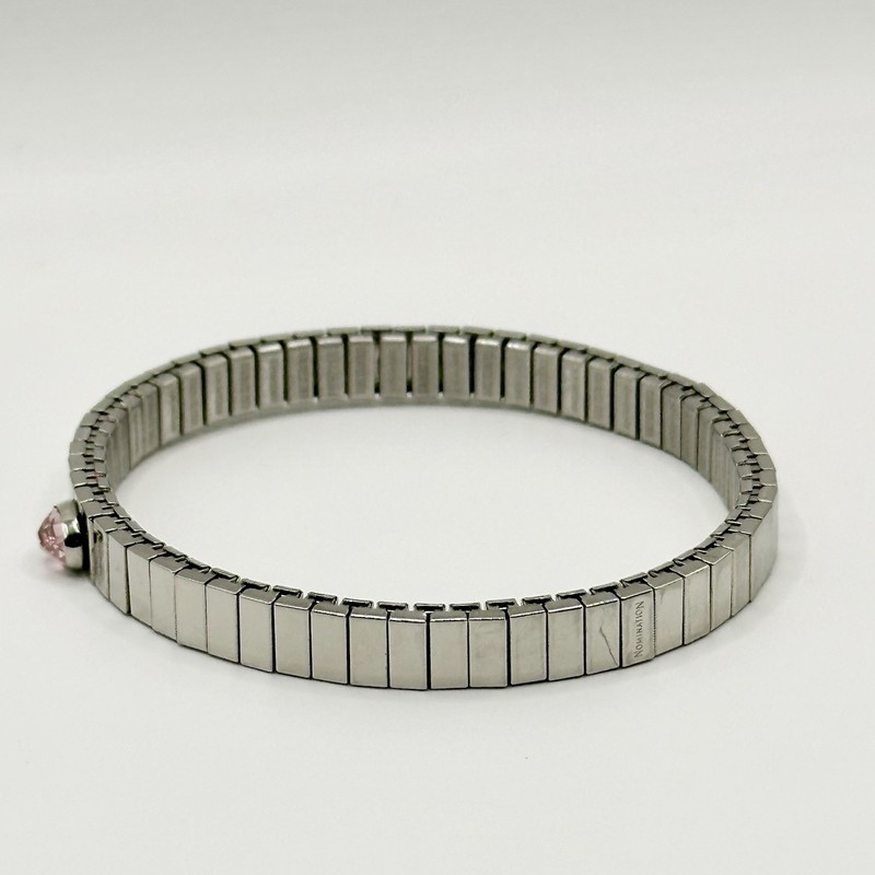 Pink Rhinestone Silver Tone Metal Stretch Expansion Bangle Bracelet Y2K Style gallery
