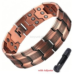 100% Pure Copper Bracelet 3500 Gauss Magnetic Therapy Strong Healing & Regulator