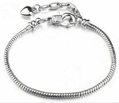 European Charm Bracelet Adjustable Snake Chain Silver Gold Heart Free Gift Bag