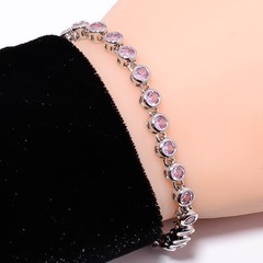 Pink Sapphire – Simulated 925 Sterling Silver Adjustable Bracelet 7-8″ B128315