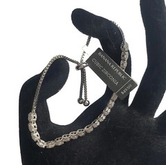 NEW Banana Republic Silvertone Cubic Zirconia Pavé Bar Bracelet NWT Adjustable