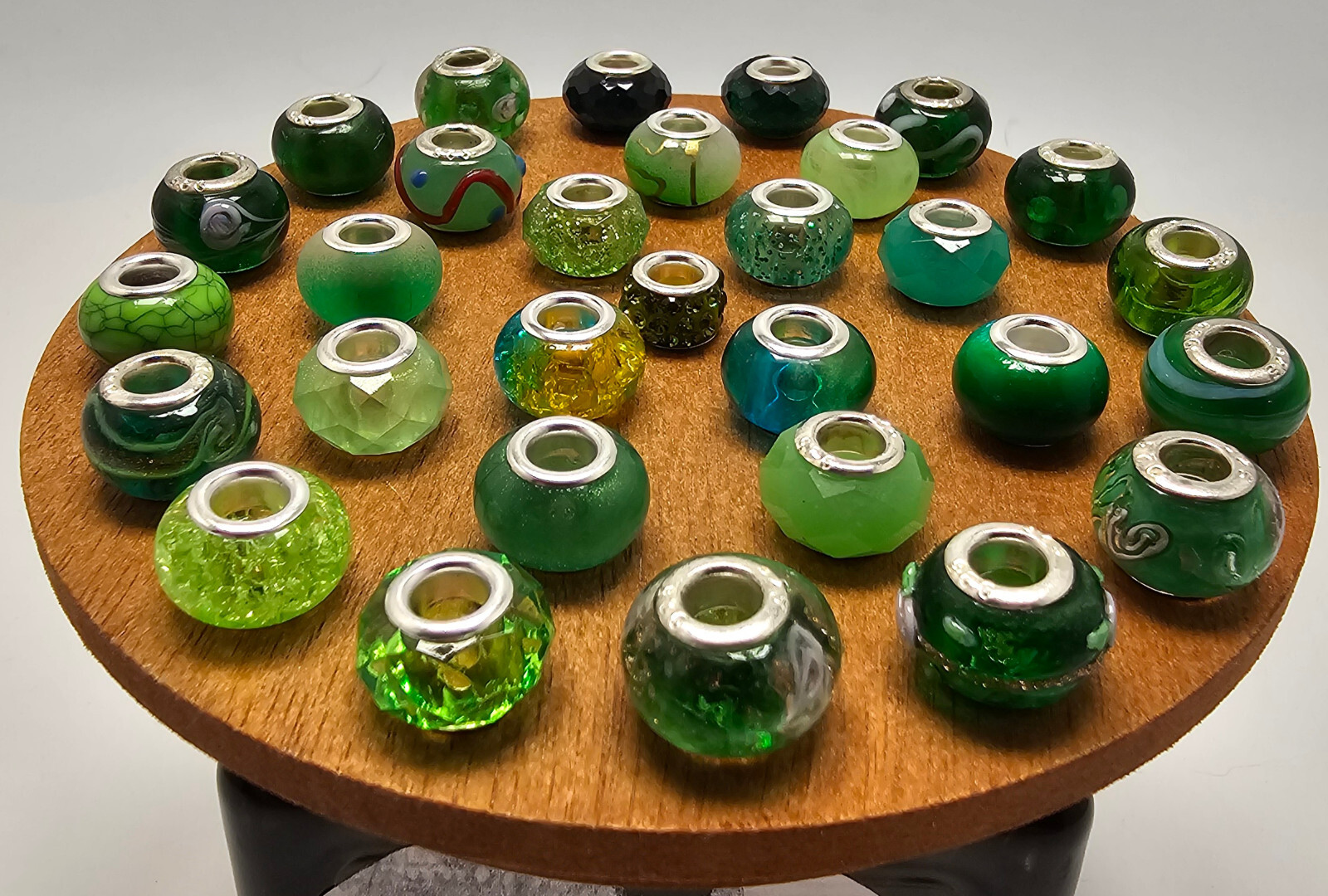 Charms Beads Bracelet Lampwork Handmade Resin Epoxy Green Color European NEW gallery