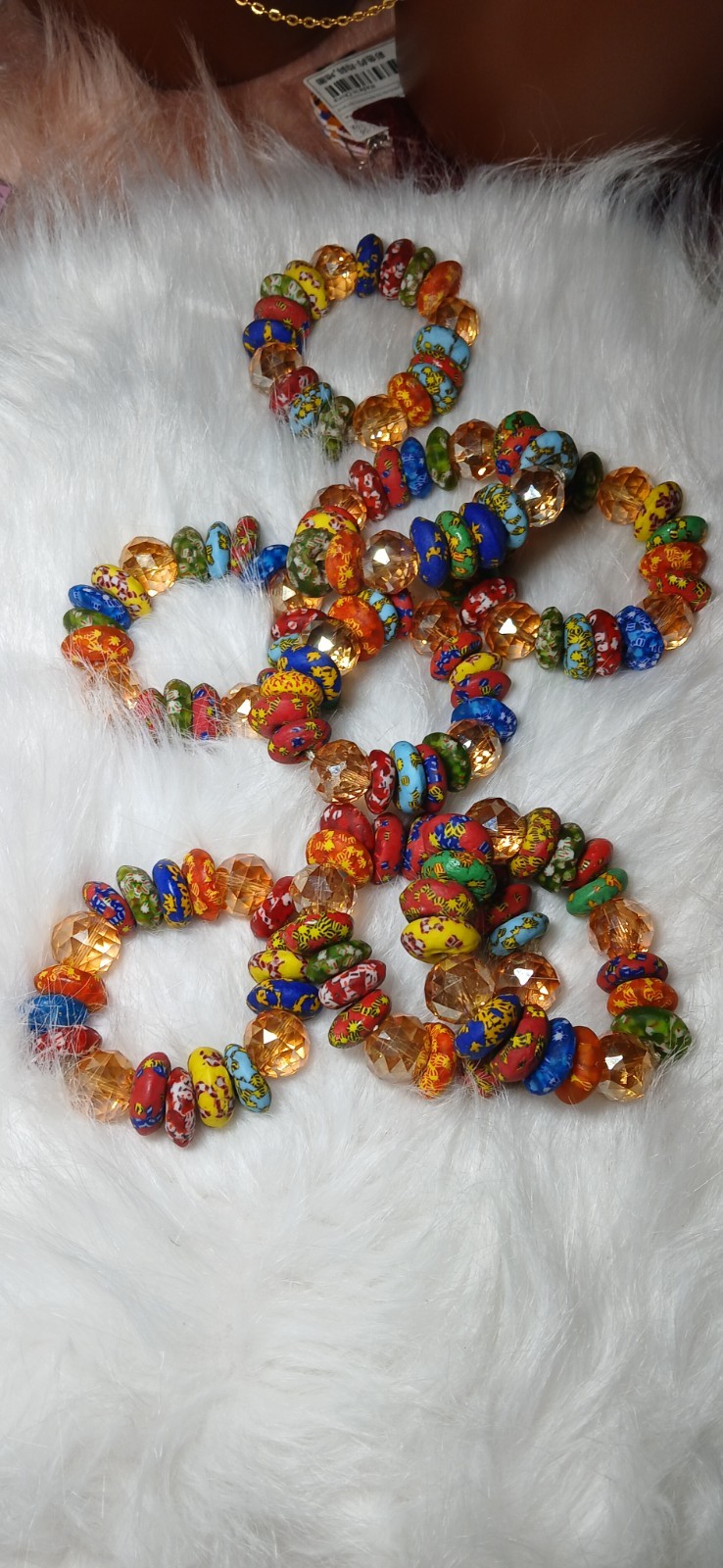 Colorful African Glass Bead Stretch Bracelets - Vibrant Multicolor Design gallery