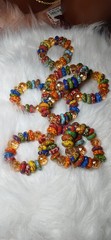 Colorful African Glass Bead Stretch Bracelets – Vibrant Multicolor Design