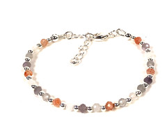 Genuine 100% 925 Sterling Silver & Mixed Gemstone Bracelet – Size 6.5 – 7.5”