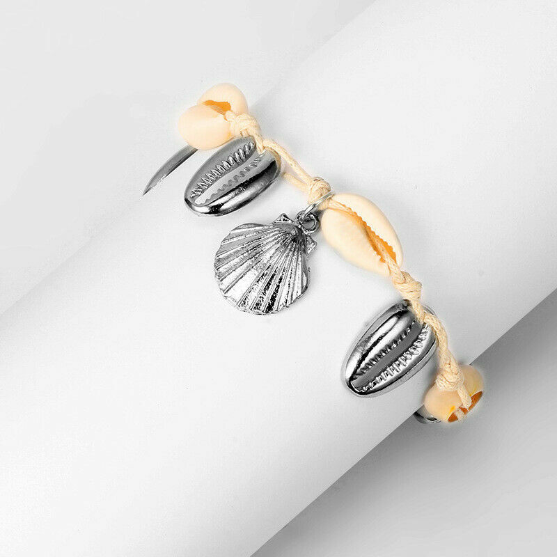 Natural Mother of Pearl Ocean Sea Shell Conch Women White Cord String Bracelet gallery