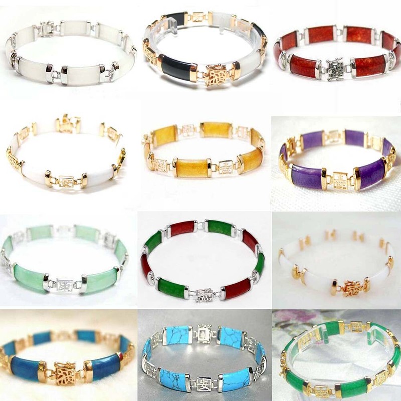 Natural Jade Bracelet Women Ethnic Link Bangle Jewelry Accessory Party Gifts New gallery