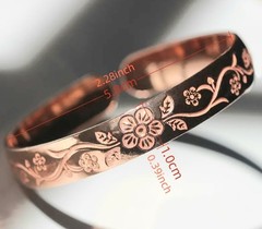 Magnetic Çopper Adjustable Open Floral Patterned Çopper Bracelet For Women