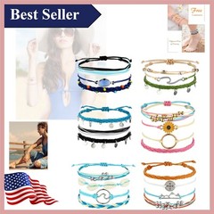 Versatile Wave Bracelet Collection: 21-Piece Adjustable Surfer Anklets Bundle