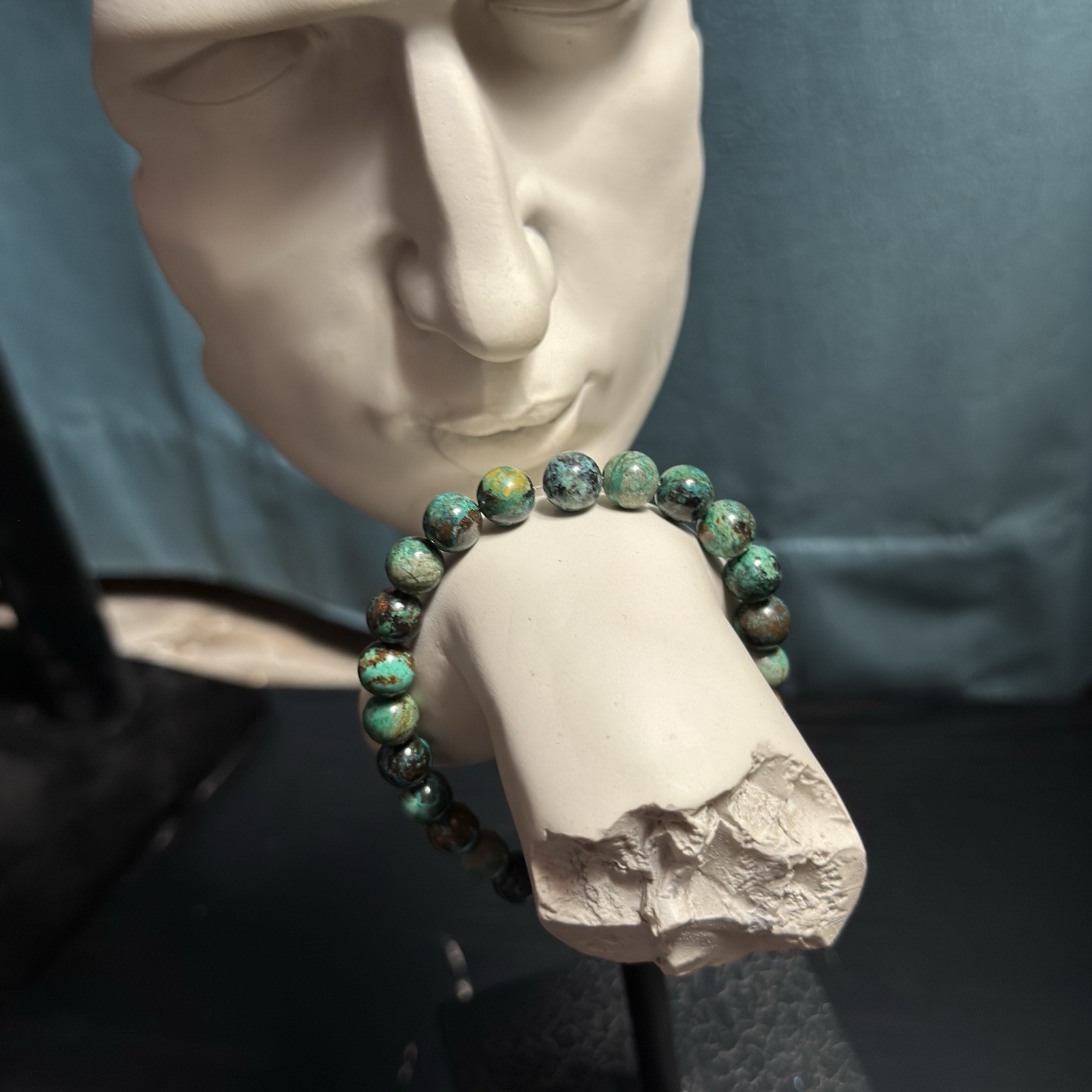 Chrysocolla Natural Gemstone Bead Bracelet | Smooth Round 8mm gallery