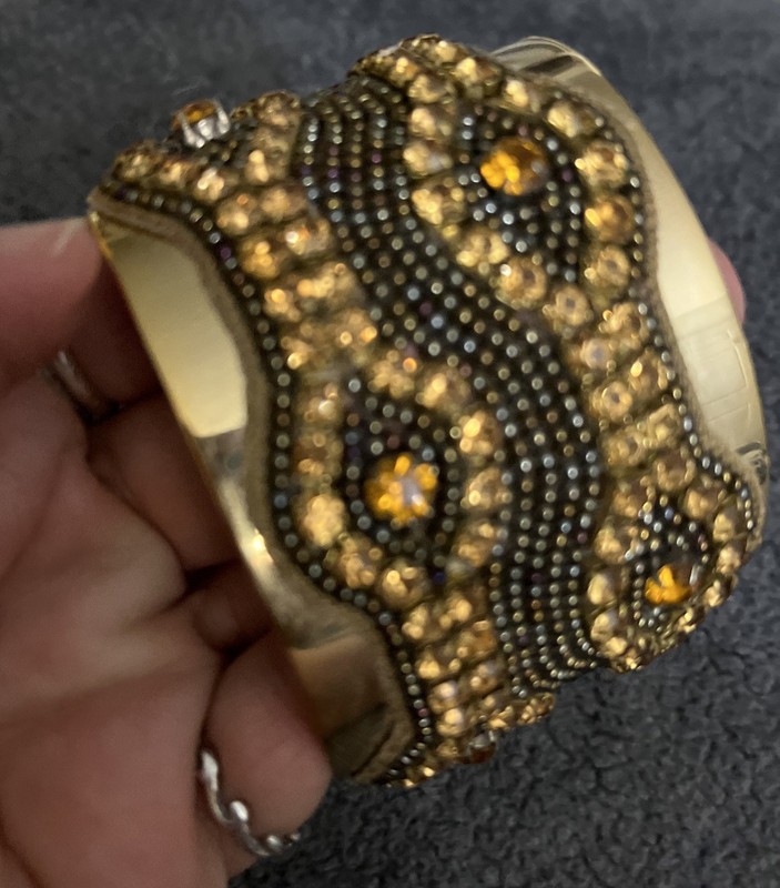 A.V. Max N.Y.C. Wide Cuff Bracelet Gold Tone Designer Signed gallery