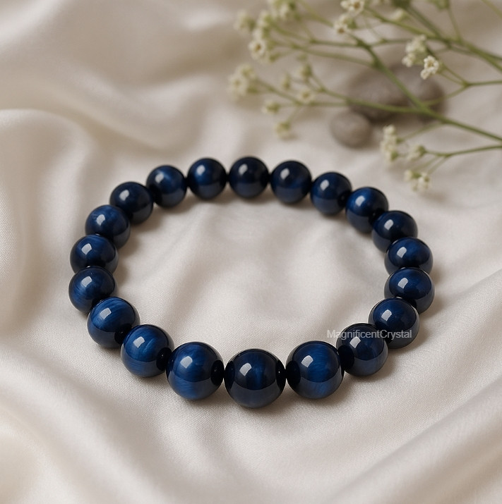 BESTSELLER 8MM Blue Tiger Eye Bracelet Energy Crystal Stone Healing Reiki Gifts gallery
