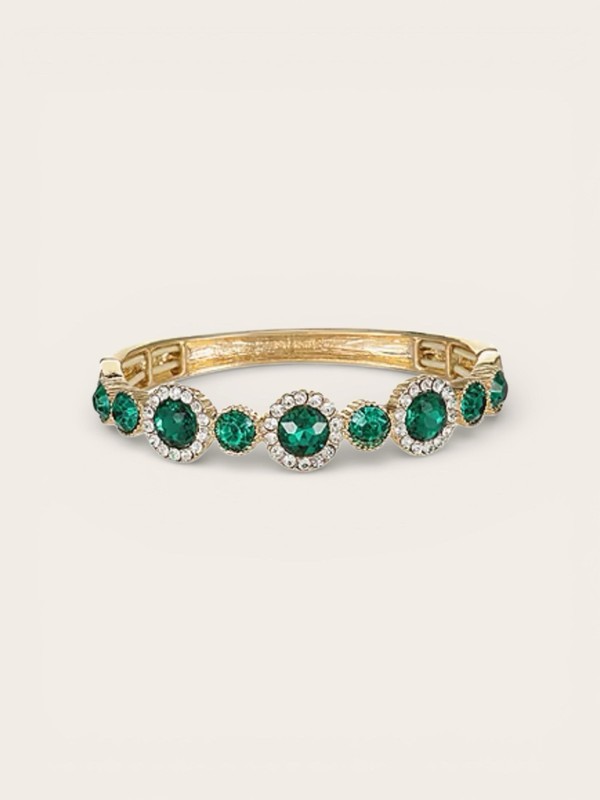 New Monet Halo Stretch Glass Round Green Bangle Bracelet Gift Boxed gallery
