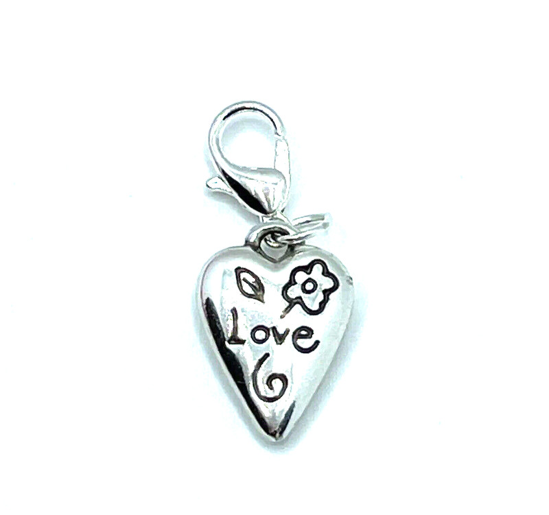 Brighton Amour Heart Love Etched Letters Reversible Custom Snap Silver Charm gallery