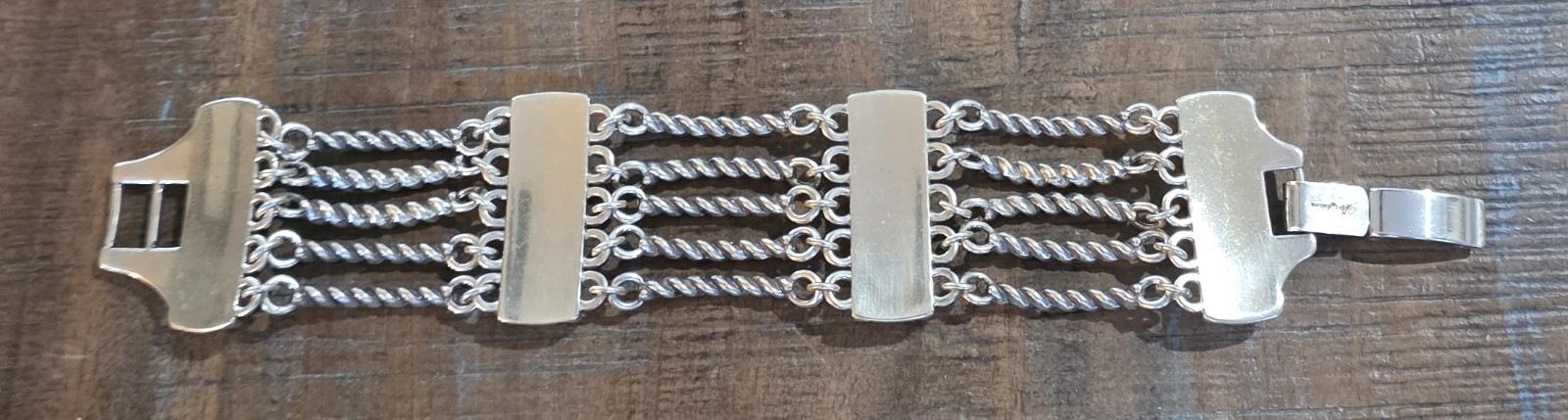 Brighton Sonora Multi Row Bracelet Silver Plated Fold Over Clasp 7in Long gallery