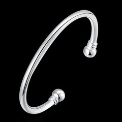 Womens 925 Sterling Silver Love Cuff Ball End Open Bangle Bracelet #BL135