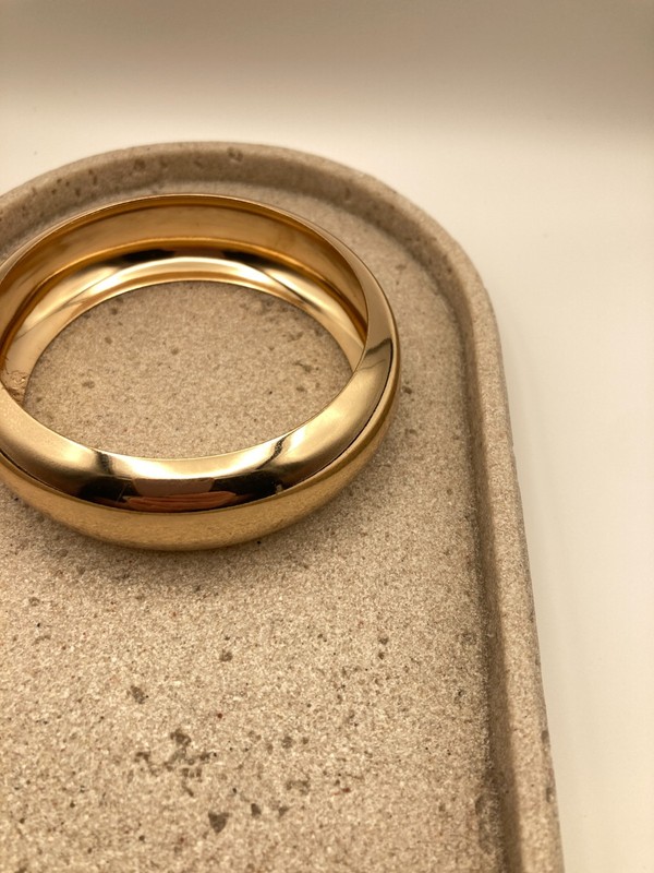 Gold Tone Domed Bangle Bracelet Wide Polished Couture Glossy Statement Chunky gallery