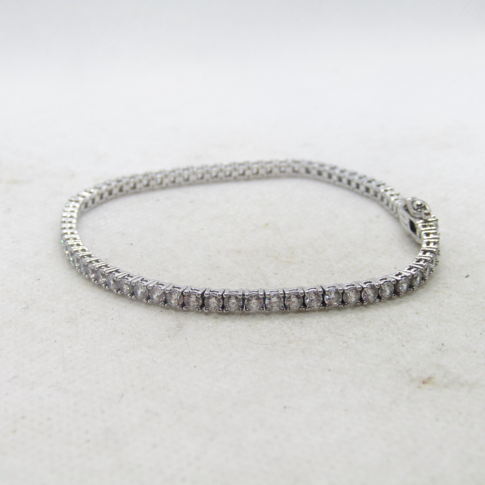 SW China Sterling Silver 925 Cubic Zirconia Linked Bracelet 7.5" K5425 gallery