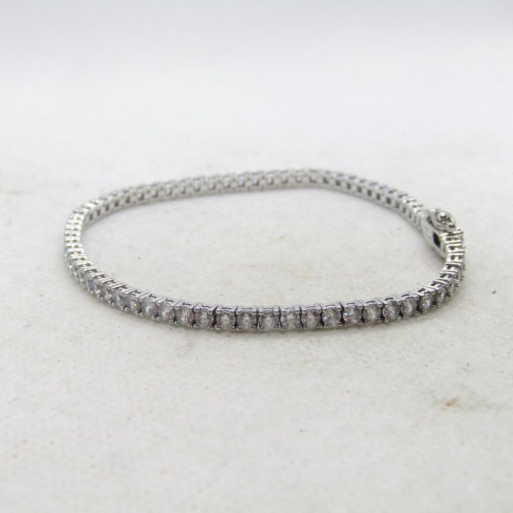 SW China Sterling Silver 925 Cubic Zirconia Linked Bracelet 7.5" K5425