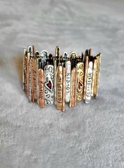 Boho Mixed Metal Affirmation Stretch Bracelet – Happy Lovely Fantastic Hearts