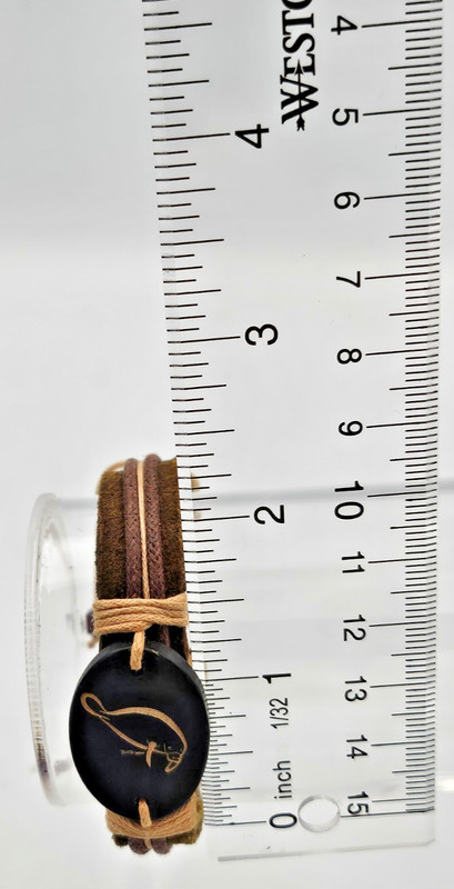 Adjustable Leather Cord Bracelet Engraved Manatee Wood Medallion Boho gallery