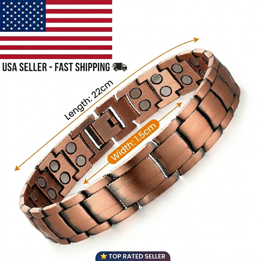 Men's Copper Magnetic Bracelet Men Arthritis Pain Relief Bangle Therapy Jewelry