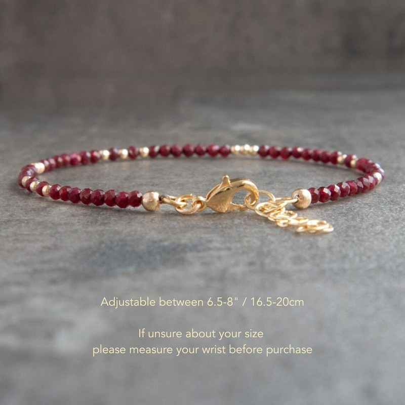 Natural 4mm Ruby Stone Beaded Bracelet Red Gemstone Braided Bracelet for Love gallery
