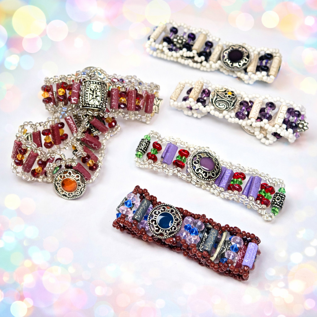Handmade Beaded Statement Bracelets Mixed Design Boho Style 6pcs Lot gallery